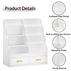 Kids Bookshelf with 2 Storage Drawers, Front-Facing Children's Bookcase and Toy Organizer, Multi-Tier Reading Shelf for Toddl