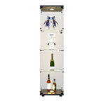 LED lights  Glass Display Cabinet 4 Shelves with Door, Floor Standing Curio Bookshelf for Living Room Bedroom Office, 64.7'*1