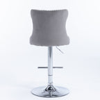 A&A Furniture,Swivel Velvet Barstools Adjusatble Seat Height from 25-33 Inch, Modern Upholstered Chrome base Bar Stools with Backs Comfortable Tufted for Home Pub and Kitchen Island（Gray,Set of 2） - Grand Goldman Shop