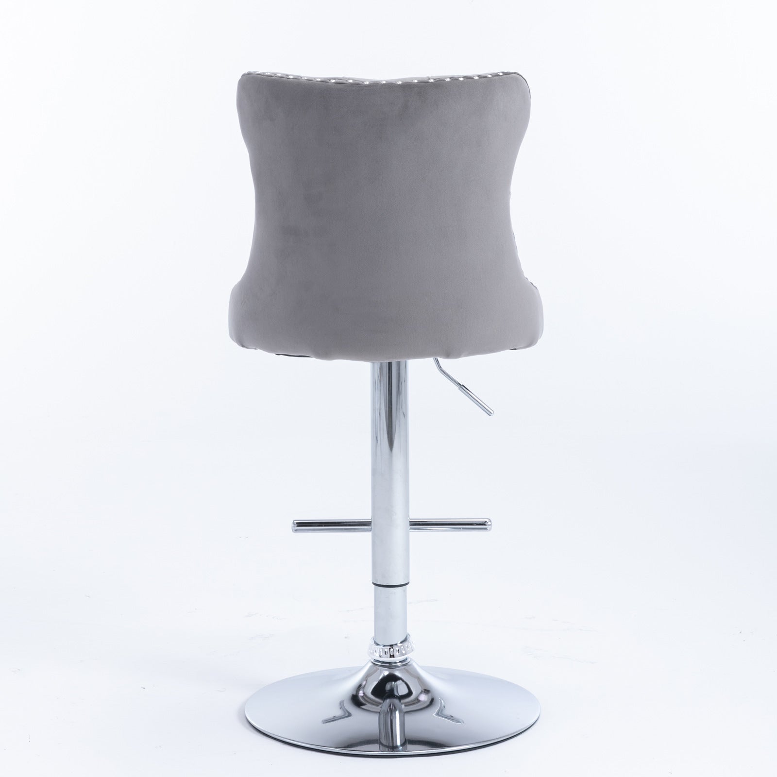 A&A Furniture,Swivel Velvet Barstools Adjusatble Seat Height from 25-33 Inch, Modern Upholstered Chrome base Bar Stools with Backs Comfortable Tufted for Home Pub and Kitchen Island（Gray,Set of 2） - Grand Goldman Shop