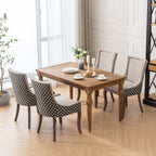A&A Furniture, Ultra Side Dining Chair, Thickened fabric chairs with neutrally toned solid wood legs, Bronze nail head, Set of 2, Beige and Patterned,SW2207BG - Grand Goldman Shop