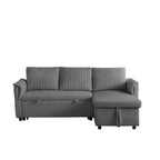 Loveseat Sofa with Chaise Lounge L-Shaped Modular Convertible Sofa with Storage Chaise, Corduroy Tufted Upholstered Sleeper Sectional Sofa,Pull Out Sleep Couch Bed and Reclining Backrest-Gray - Grand Goldman Shop