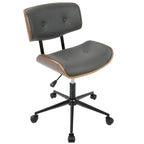 Mid-Century Modern Adjustable Office Chair with Swivel in Walnut and Grey - Grand Goldman