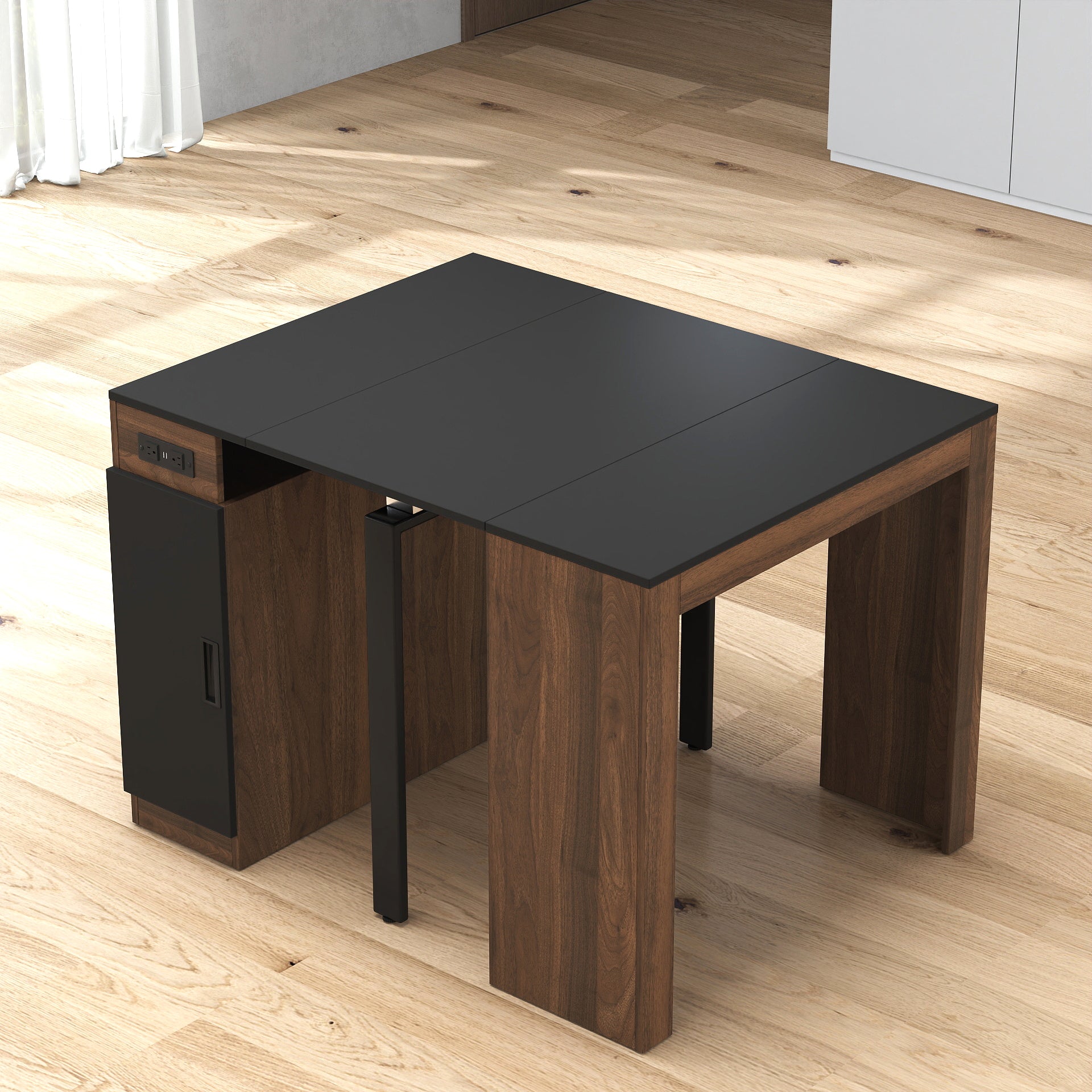 Modern Multifunctional Extendable Dining Table with Outlet, Space Saving Expanding Table with Storage for Party, Weddings, Meetings, Celebrations - Grand Goldman Shop