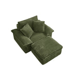 47' Oversized Sofa Chair and a Half with Deep Seat & Movable 2-Layer Ottoman Set,  Cloud Sofa Bed with Chaise, 1-Seater Modular Sectional Sleeper Couch for Living Room, No Assembly Teddy-Fleece, Green - Grand Goldman Shop