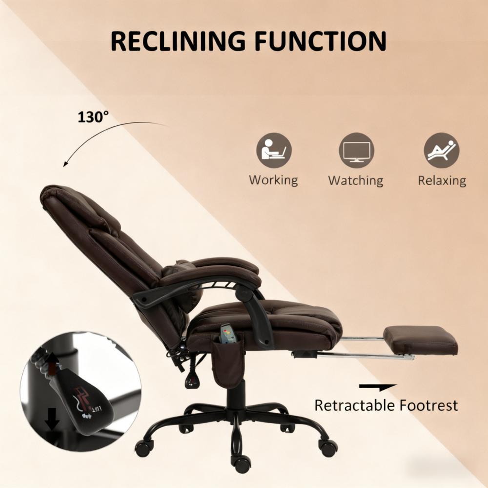 High Back Reclining Office Chair,Massage Office Chair with 6 Vibrating Points with Footrest and Remote | Premium Home Decor -