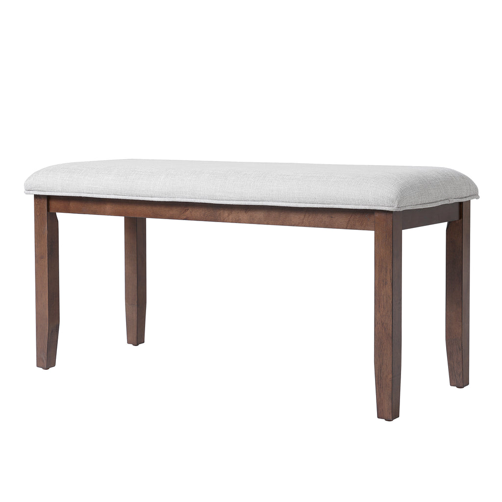Upholstered Bench for Bedroom End of Bed,38-inch Entryway Bench for Living Room,Dining Bench with Padded Seat and Solid Wood Leg for Kitchen Bedroom,Indoor and Hallway (Bench, Beige+Cherry) - Grand Goldman Shop