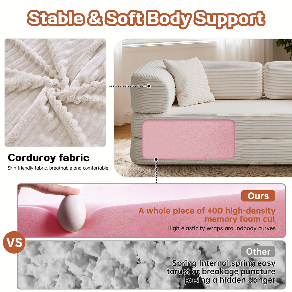 Floor Couch,Compressed Sofa,Convertible Floor Sofa Bed with Convertible Blanket Pillow,Enhanced frame stability,Comfy Couch Lounge Sleeper Bed,for Living Room Bedroom - Grand Goldman Shop