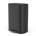13 Gallon 50L Kitchen Foot Pedal Operated Soft Close Trash Can - Stainless Steel Ellipse Bustbin - BLACK - Grand Goldman Shop