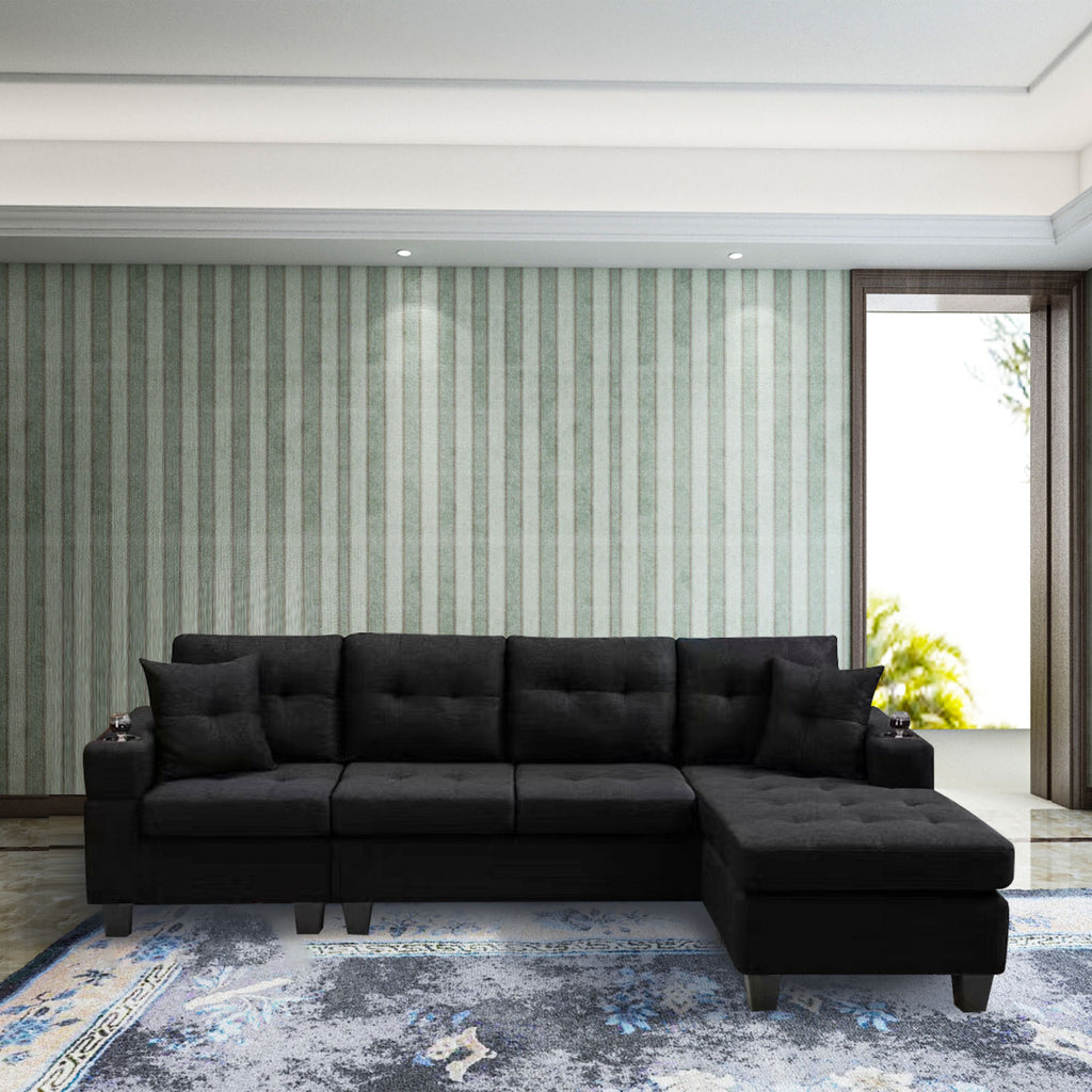 MEGA right sectional sofa with footrest, convertible corner sofa with armrest storage, living room and apartment sectional sofa, right chaise longue and grey - Grand Goldman Shop