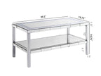 W 39.5' X D 19.5'X H 19.5' 2-layer crystal mirror stainless steel frame coffee table for use in offices, shops, living rooms, or bedrooms - Grand Goldman Shop