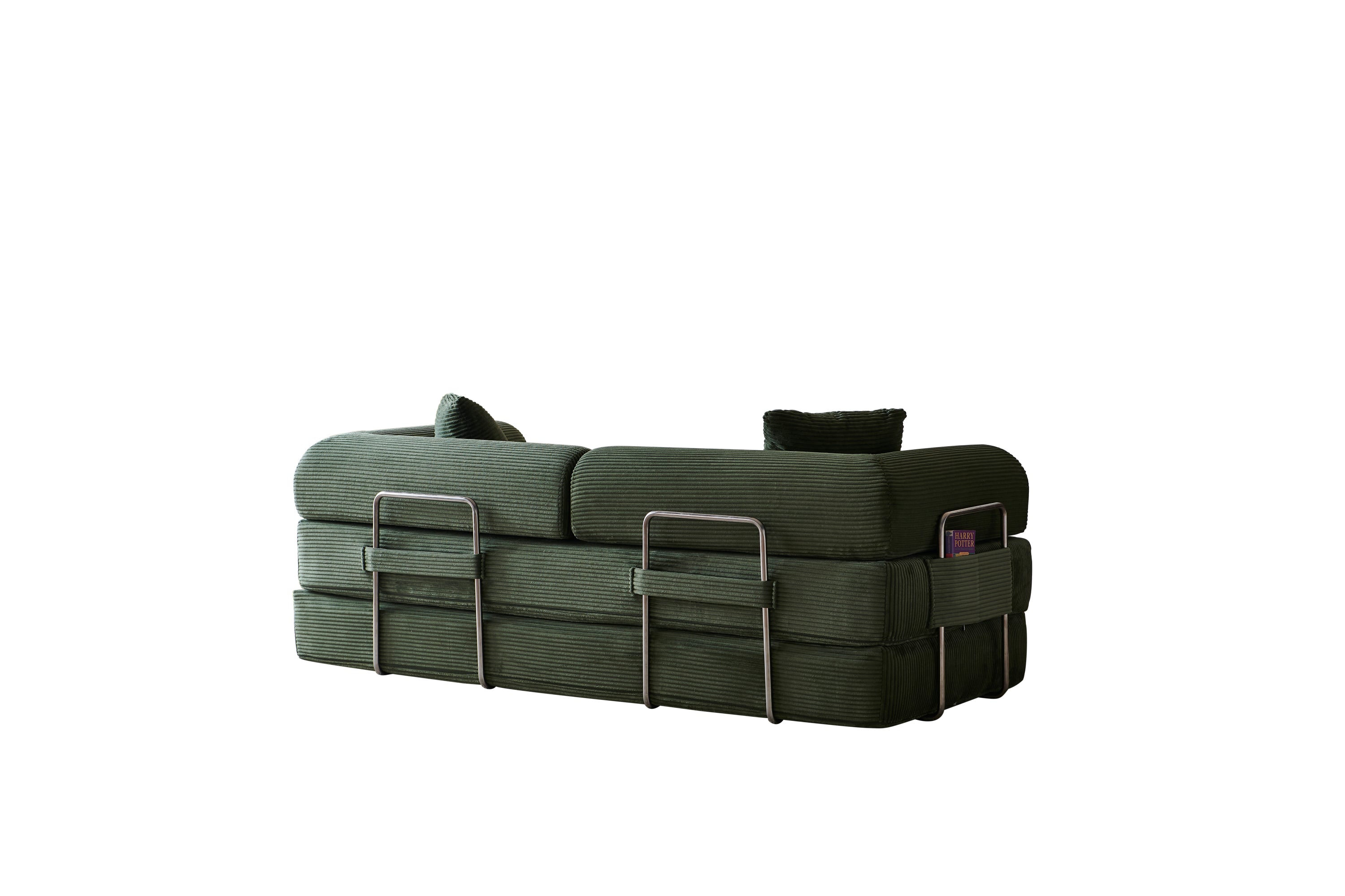 78.8' Compression Sofa,Convertible Floor Sofa Bed-with Pillow Back Support Armrest,Comfy Futon Couch Sleeper Bed,Loveseats Boneless Modular Sectional Sofa,Corduroy fabric,for Living Room,Bedroom,Green - Grand Goldman Shop
