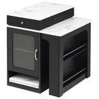 K&K 59.5' Kitchen Island with Extendable Dining Table, Kitchen Storage Table with Double-sided Storage, Kitchen Island with 2 Drawers, Power Outlet, Side Open Shelves, for Kitchen, Dining Room, Black - Grand Goldman Shop