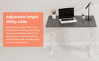 Adjustable Study Desk for Kids and Adults, Height-Adjustable Home Office Desk with White Frame and Gray Tabletop, 60cm x 100c