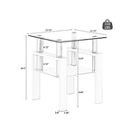 1-Piece Modern Tempered Glass Tea Table Coffee Table End Table, Square Table for Living Room, Transparent/White - Grand Goldman Shop