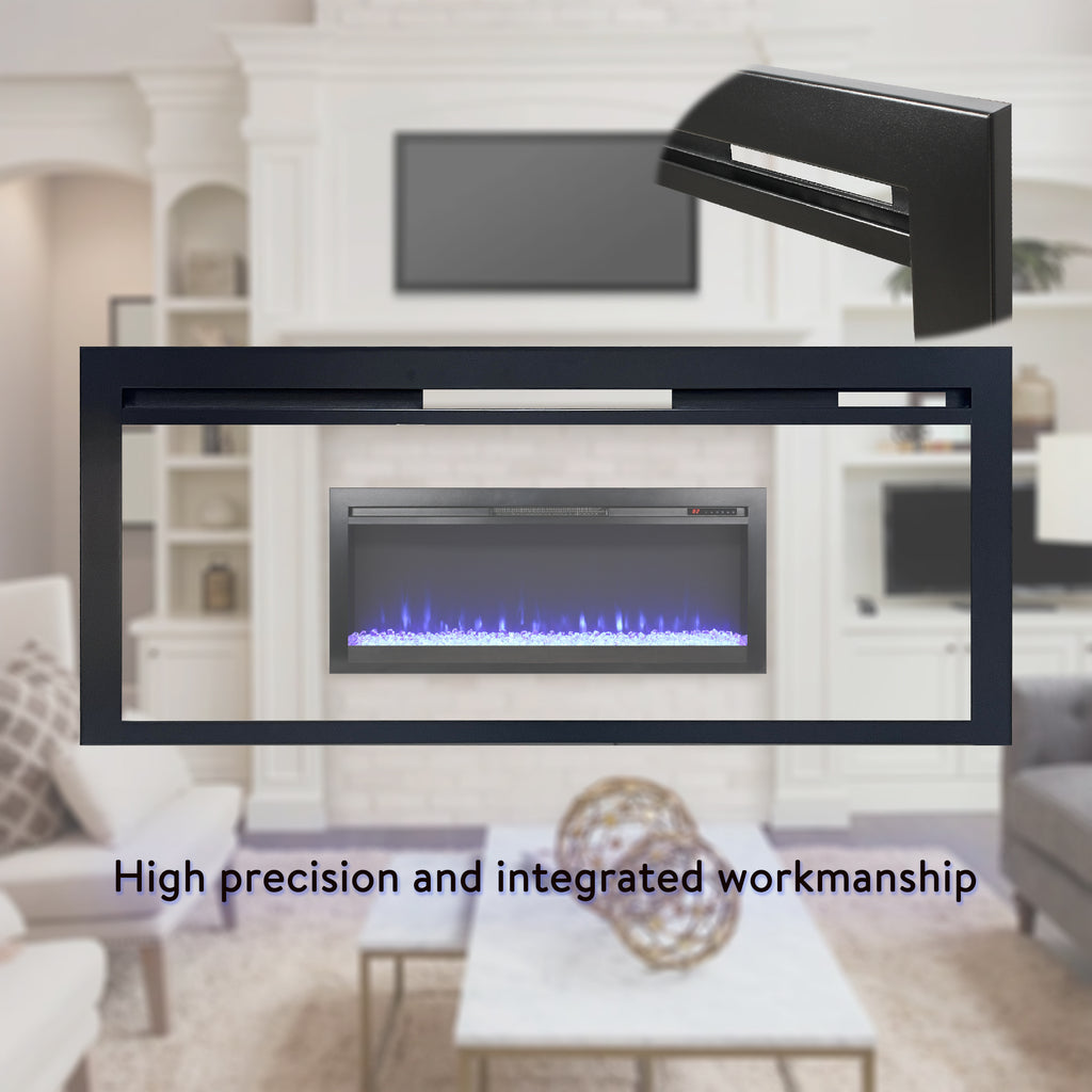 44 inch in wall recessed  electric fireplace with remote and multi color flame & emberbed, LED light heater - Grand Goldman Shop
