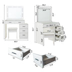 White color adjustable dressing table with 5 drawers - Grand Goldman Shop