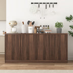 Buffet Cabinet with Storage, 62.60' Sideboard Cabinet with 4 Doors & Shelves, Wooden Kitchen Coffee Bar Credenza Storage for Living Room, Hallway Walnut - Grand Goldman Shop