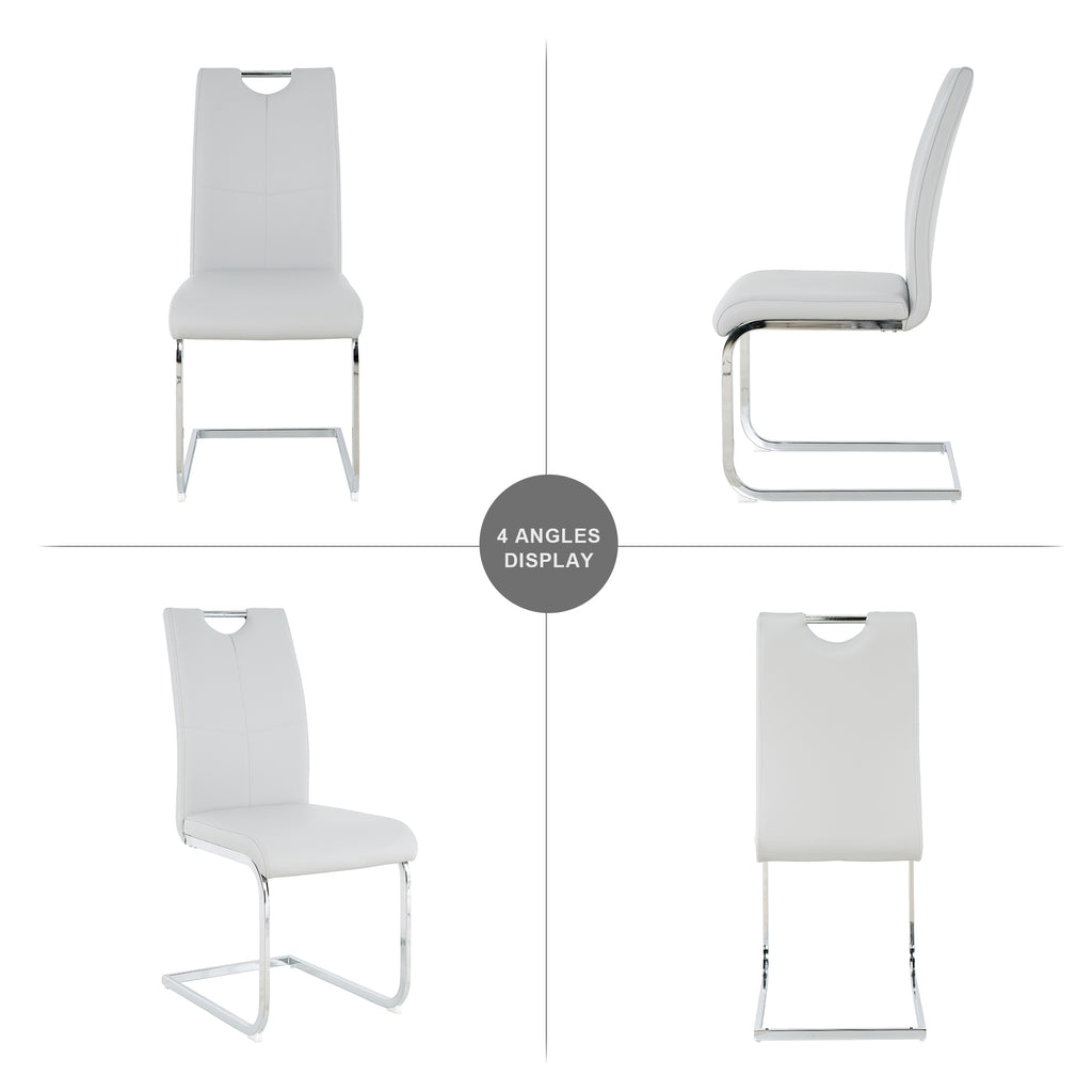 Modern Dining Chairs with Faux Leather Padded Seat Dining Living Room Chairs Upholstered Chair with Chrome Metal Legs Design for Kitchen, Living, Bedroom, Dining Room Side Chairs Set of 4 - Grand Goldman Shop