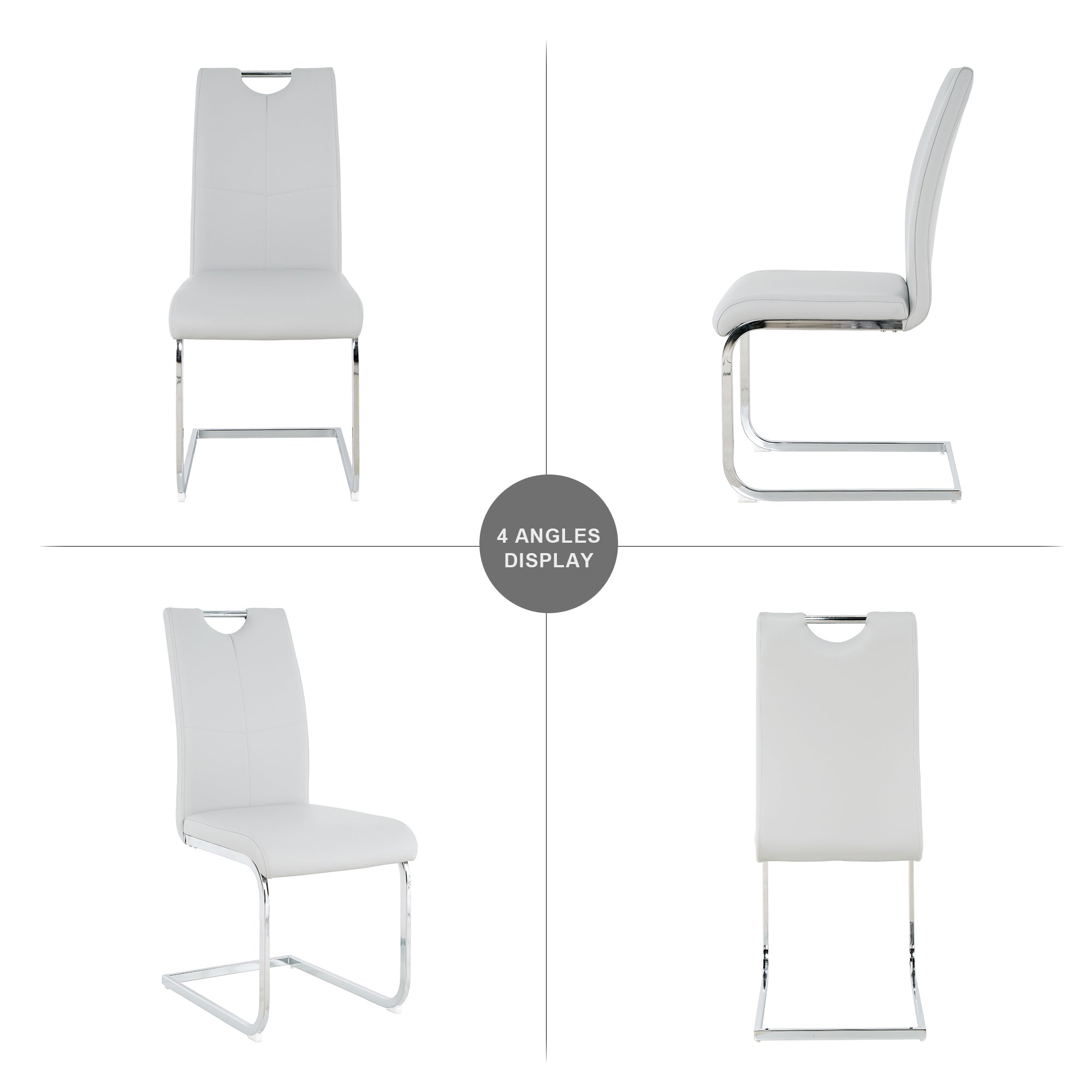 Modern Dining Chairs with Faux Leather Padded Seat Dining Living Room Chairs Upholstered Chair with Chrome Metal Legs Design for Kitchen, Living, Bedroom, Dining Room Side Chairs Set of 4 - Grand Goldman Shop