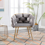 Luxury Modern Simple Leisure Velvet Single Sofa Chair Bedroom Lazy Person Household Dresser Stool Manicure Table Back Chair Gray - Grand Goldman Shop