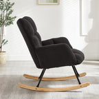 Glider Chair for Living Room Tufted Upholstered Teddy Fabric Rocking Chair with Metal Frame Accent Chair Dark Gray - Grand Goldman Shop