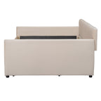 Full Size Upholstered daybed with Trundle and Wood Slat Support, Beige(Old SKU:LP000121AAA) - Grand Goldman Shop
