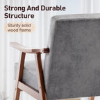Mid-Century Modern Wingback Accent Chair with Solid Wood Frame and Extra-Thick Backrest – Lounge Chair for Living Room, Bedroom, or Reading Room - Grand Goldman Shop