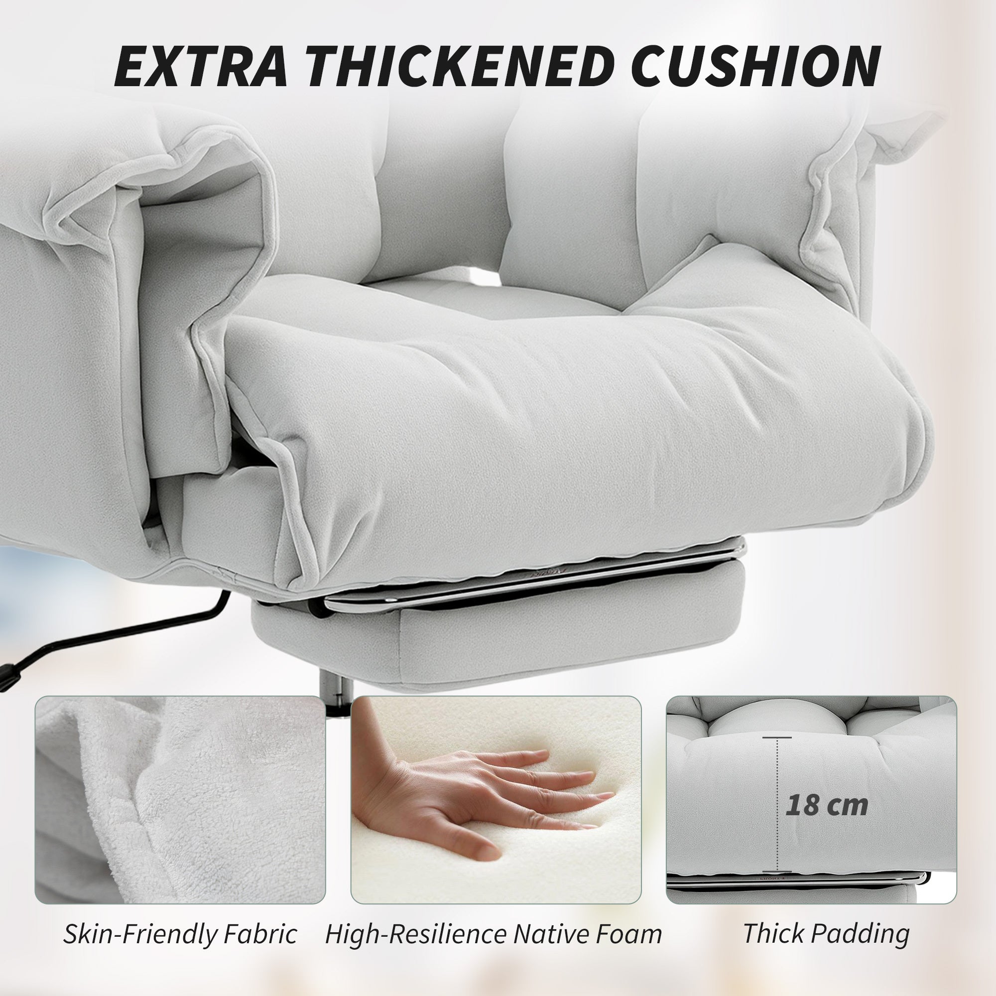 HOMCOM High Back Office Chair, Reclining Desk Chair with Footrest, Thick Cushion, High Resilience Foam, Adjustable Height, Ro
