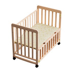 Portable Pine Wood Bedside Bassinet with 3 Heights, Natural Wood Mini Crib for Newborns 0-36 Months, Space-Saving Design - Gr