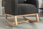 049-Teddy Fabric Rocking Chair With Packet Wood Legs,Dark Gray - Grand Goldman Shop