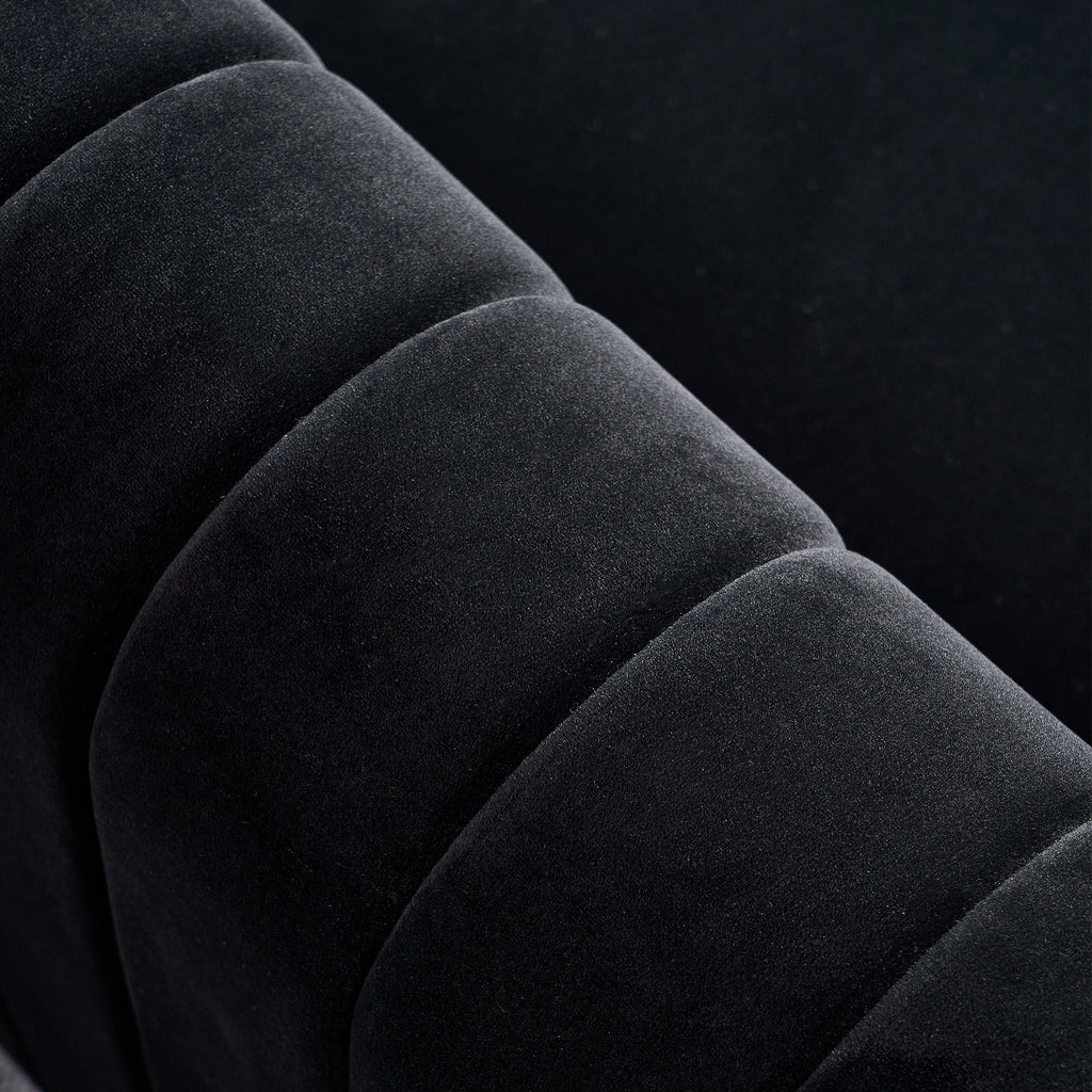 Contemporary Velvet Sofa Couch 84.25''W for Living Room, Black - Grand Goldman Shop