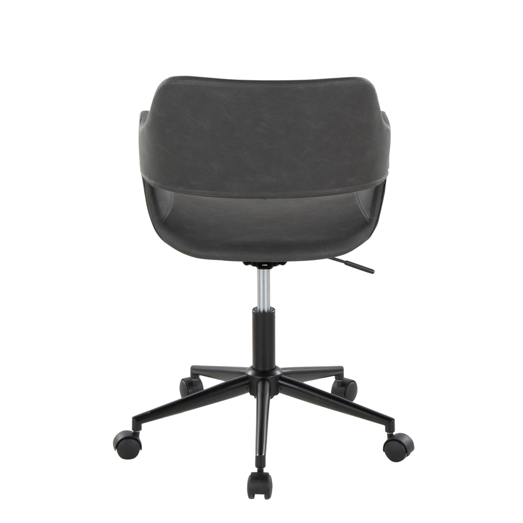Contemporary Task Chair in Black Metal and Grey Faux Leather - Grand Goldman