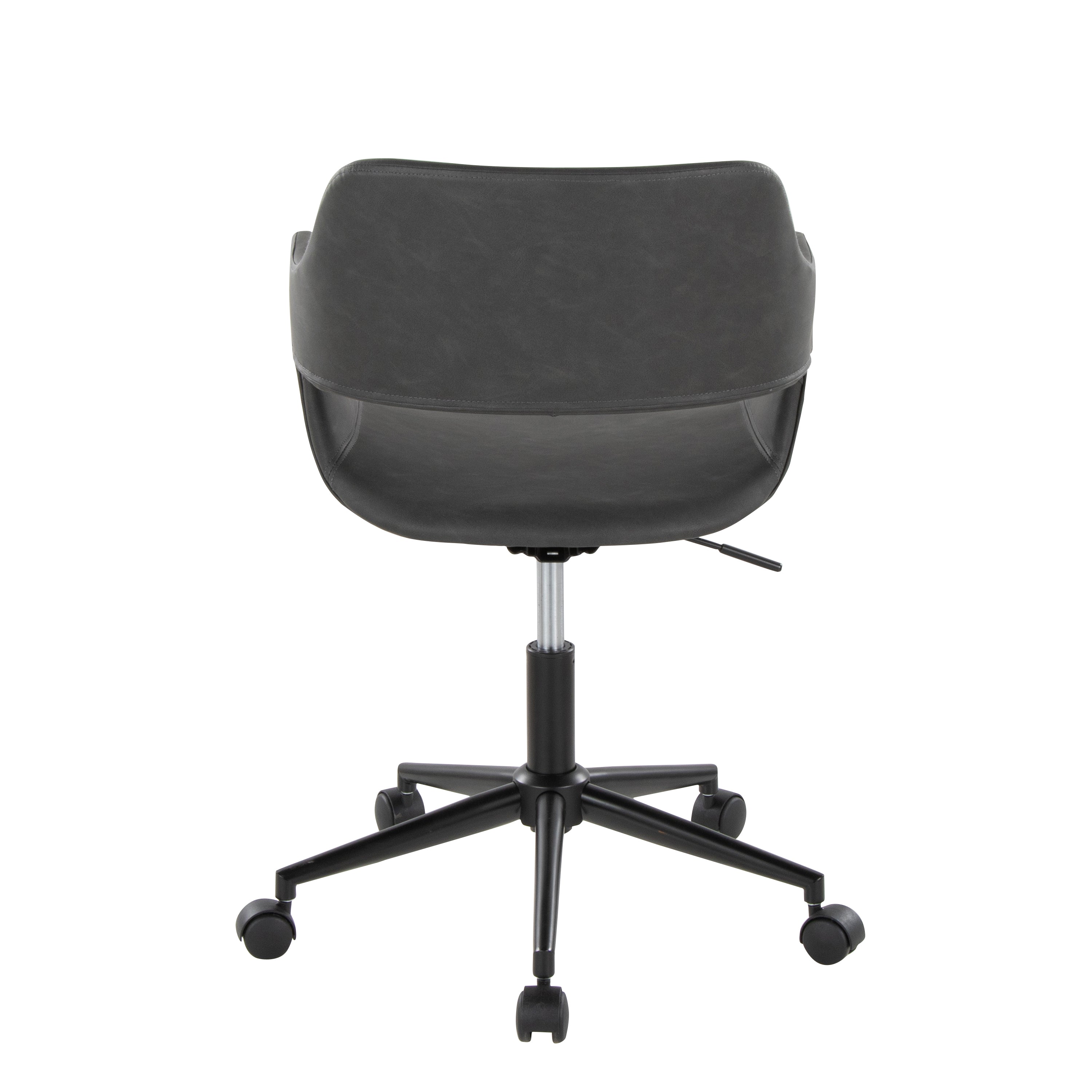 Contemporary Task Chair in Black Metal and Grey Faux Leather - Grand Goldman