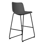 Office Chair, Bar Height, Standing, Computer Desk, Work, Grey Leather Look, Black Metal, Contemporary, Modern - Grand Goldman