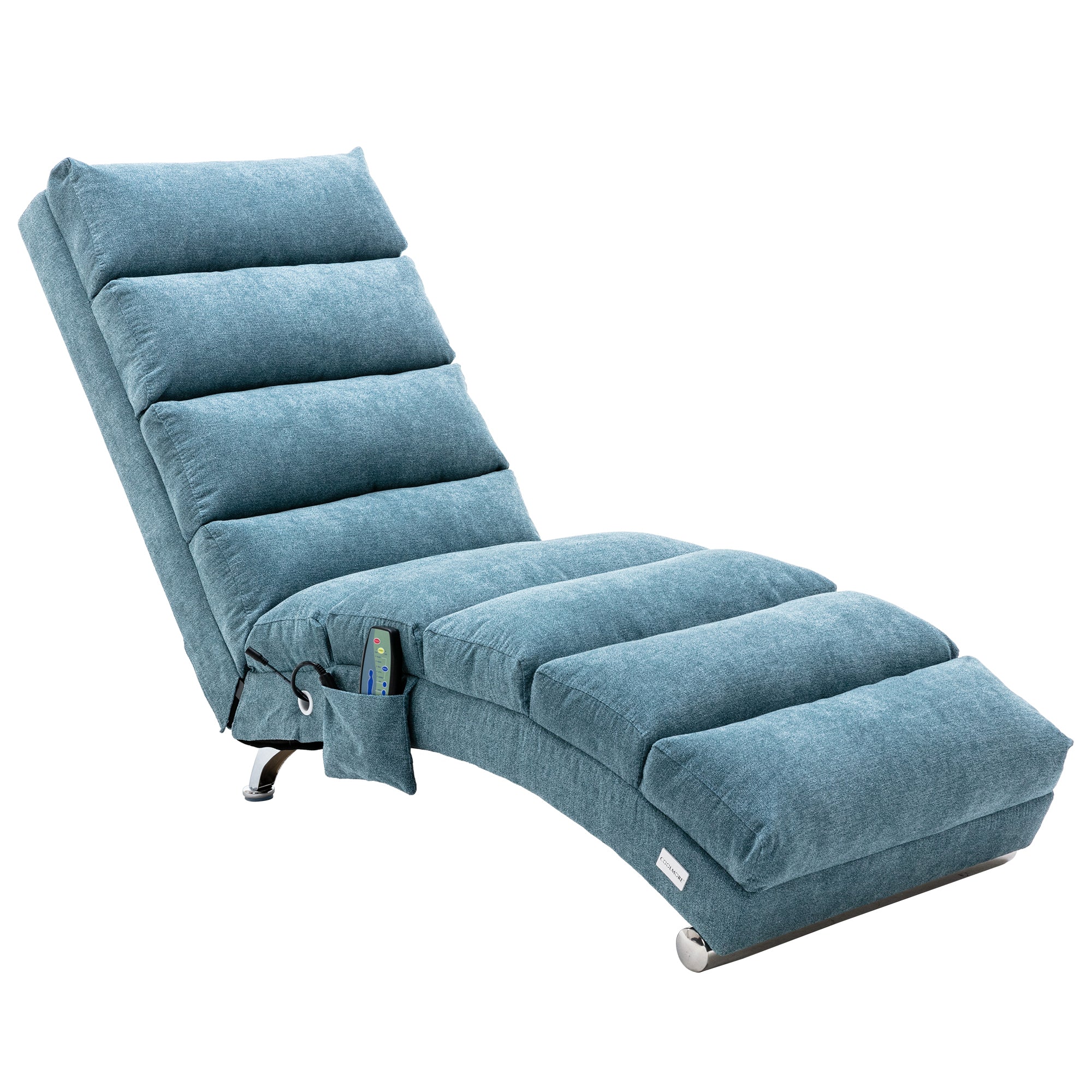 Ergonomic Linen Massage Chaise Lounge with Remote Control, 5 Modes, Blue, 21.65 x 58.27 x 34.25 inches - Grand Goldman Shop