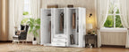 6-Doors Wooden Wardrobe Storage for Bedroom, with Big Drawers, White - Grand Goldman Shop