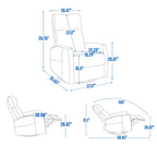 Heat Massage Manual Recliner Chair with Rocker and Swivel in Fabric for Living Room, Grey - Grand Goldman Shop