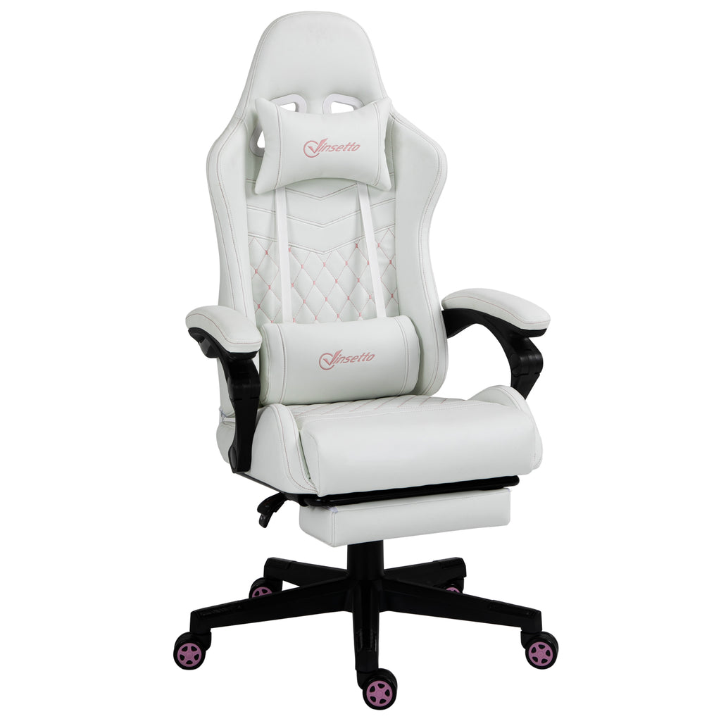 Vinsetto High Back PU Leather Gaming Chair, Racing Computer Chair with Swivel Wheels, Retractable Footrest, Headrest, Lumbar 