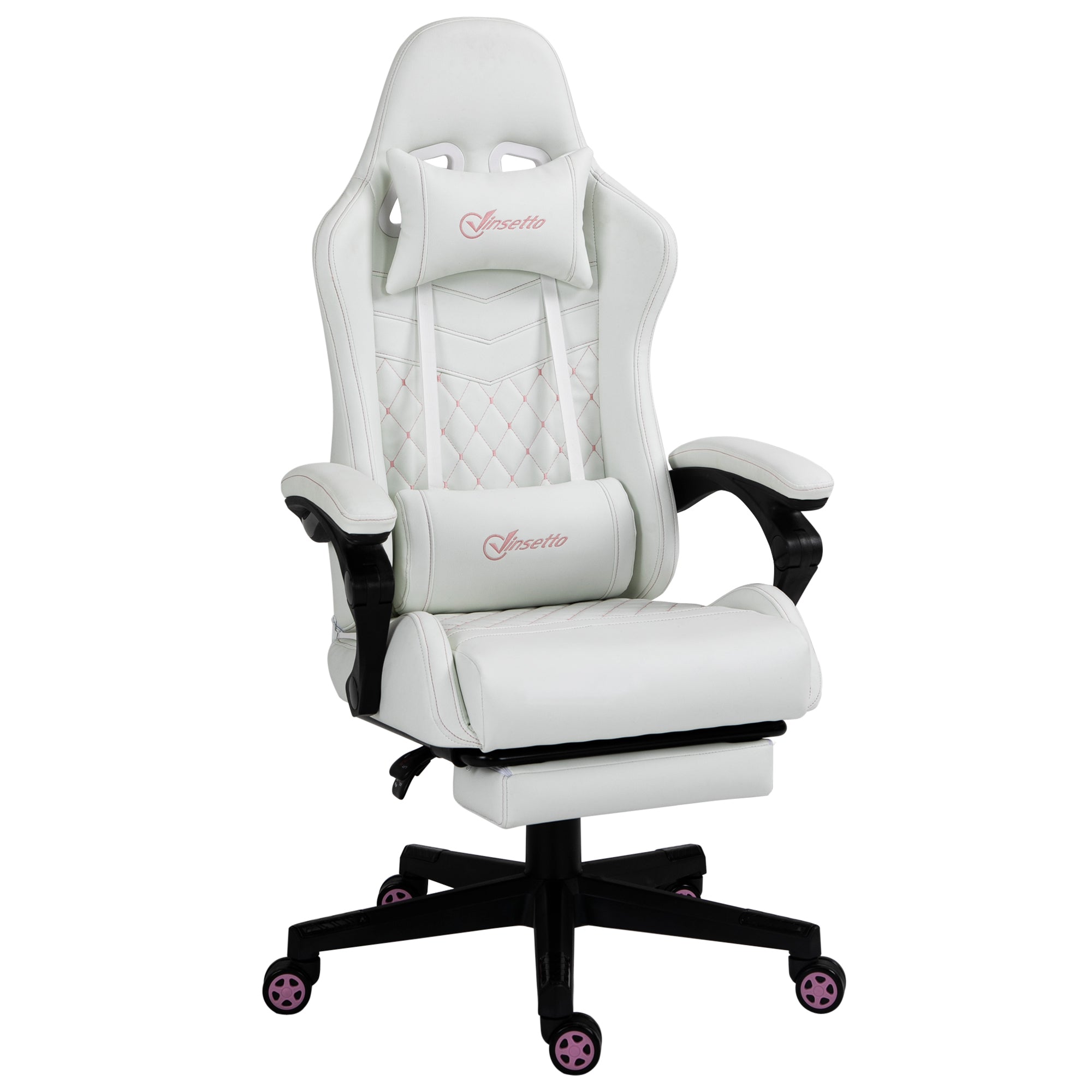 Vinsetto High Back PU Leather Gaming Chair, Racing Computer Chair with Swivel Wheels, Retractable Footrest, Headrest, Lumbar 