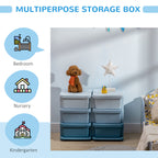 Qaba 3 Tier Kids Storage Unit, 6 Drawer Chest Toy Organizer Plastic Bins for Kids Bedroom Nursery Kindergarten Living Room fo