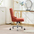 A&A Furniture Office Chair,Modern Chenille Upholstered Tufted Button Home Office Chair with Chrome Metal Base,Adjustable Desk