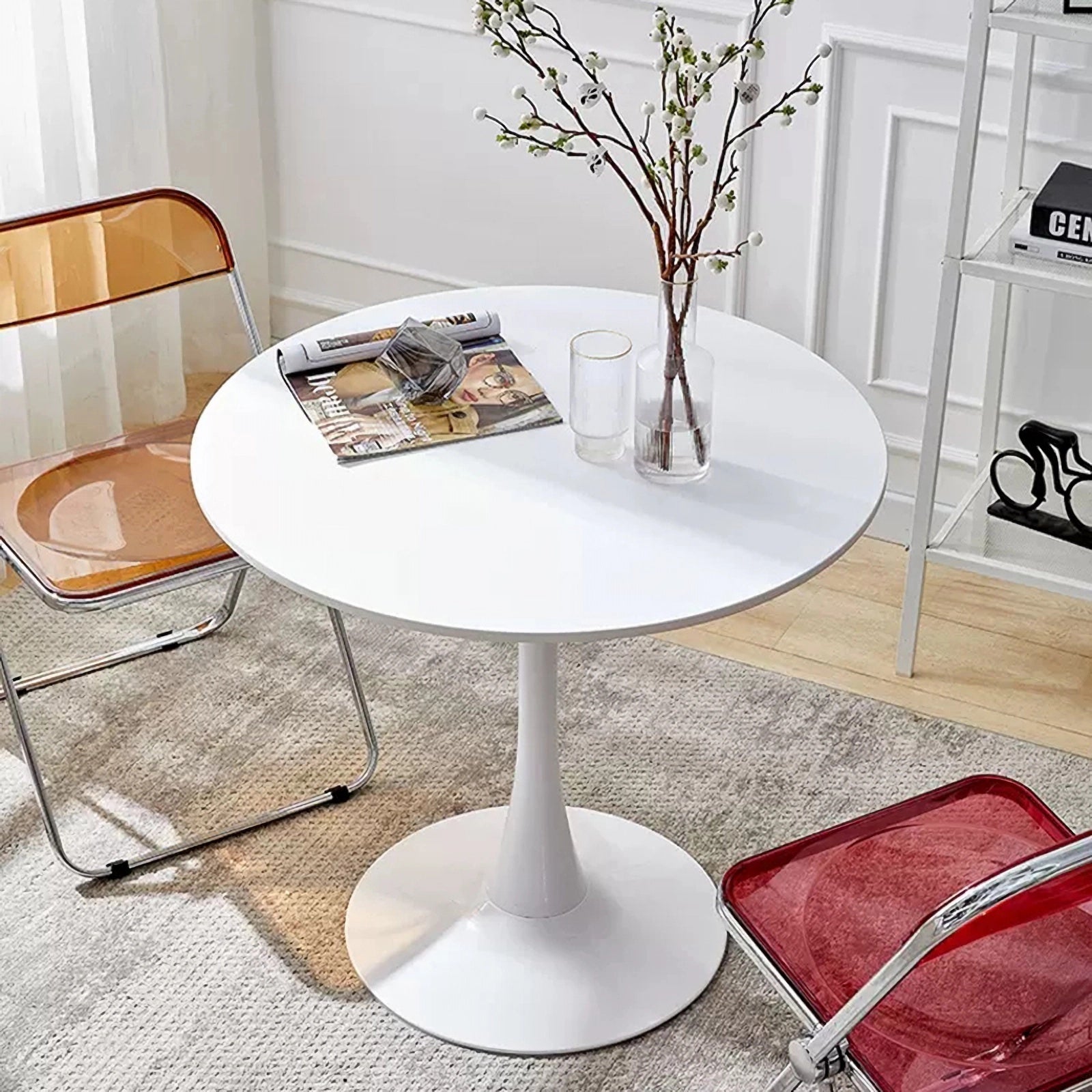 Modern Round Dining Table, ∅31.5'' Kitchen Dining Room Furniture, Coffee Table, Leisure Table, Living Room Table, Oval Dining Table, WHTIE - Grand Goldman Shop