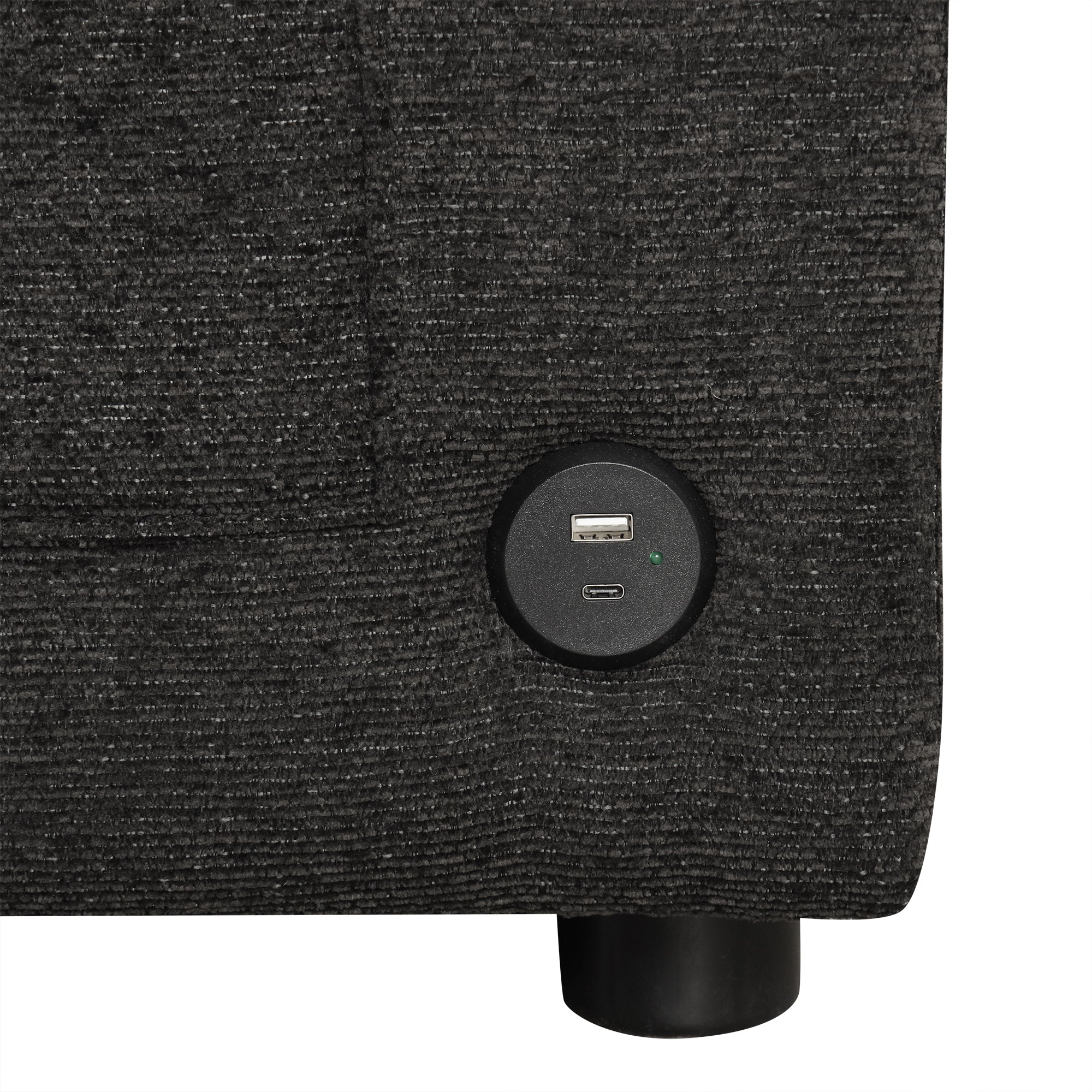 Black Convertible L-shaped Sofa Couch with Storage, Cup Holders, USB Ports, Chenille Fabric, 83.5' - Grand Goldman Shop