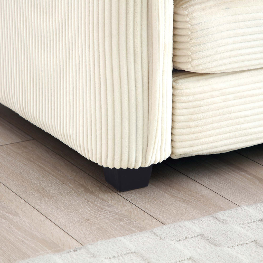 Ottoman Footstool in Corduroy Fabric, Can be Used with 2 Seater Sofas, 3 Seater Sofas and 4 Seater Sofas, Beige Corduroy Fabric - Grand Goldman Shop