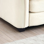 Ottoman Footstool in Corduroy Fabric, Can be Used with 2 Seater Sofas, 3 Seater Sofas and 4 Seater Sofas, Beige Corduroy Fabric - Grand Goldman Shop