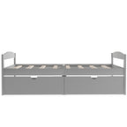 Gray Twin Size Platform Bed with Two Drawers, Pine Wood and MDF Construction - Grand Goldman Shop