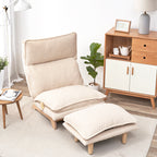 Foldable Metal Frame - Beige Reclining Single Sofa Chair for Bedroom or Balcony - Lazy Leisure Lounge Chair - Grand Goldman Shop