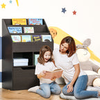 HOMCOM Kids Bookcase Multi-Shelf Rack Organizer with Storage Drawer for Books, Playroom, Brown - Grand Goldman