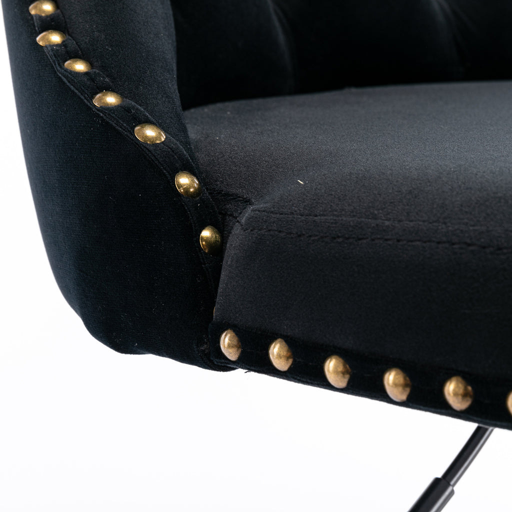 A&A Furniture,Swivel Velvet Barstools Adjusatble Seat Height from 25-33 Inch,17.7 inch base, Modern Upholstered Bar Stools with Backs Comfortable Tufted for Home Pub and Kitchen Island,Black,Set of 2 - Grand Goldman Shop